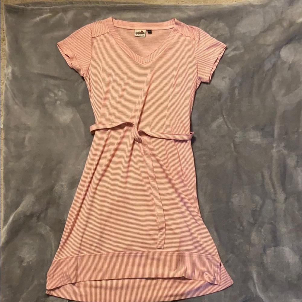 Kavu casual striped dress with tie belt